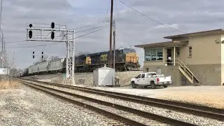 Train W/ DPU Crosses Giant Trestle Over City Of Kenova WV!  Manned RR Tower Catlettsburg, Ky, CSX