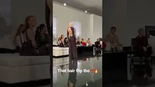 #gigihadid and her platinum blonde hair- walking for #ralphlauren