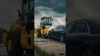 Massive Road Roller Crushes Brand New Mercedes &ndash; Realistic Car Destruction!