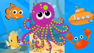 Животные, море, дельфин, акулёнок, осьминог, танцевальное шоу в океане | Видеоклип с песней 