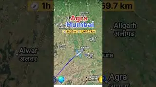 Agra to Mumbai flight Route #travel #googleearth #flightpath #map #googleflights #travelgaid