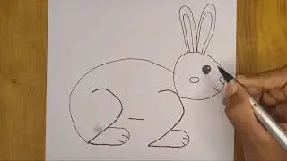 Easy drawing rabbit drawing by 2-2 