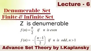 Denumerable Set , Finite & Infinite Set , Z is Denumerable , Advance Set Theory by I.Kaplansky