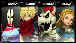 Mr. Krabs vs KH Cloud vs Dry Bowser vs BOTW Zelda