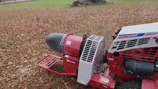 Ventrac turbine blower at work