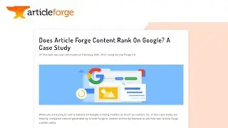 Can Article Forge Content Rank on Google? A Case Study