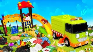 Camion della spazzatura e le macchine utili per la citt&agrave;. Video per bambini. Macchine giocattolo