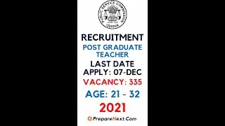 OPSC Recruitment 2021 | Post Graduate Teacher