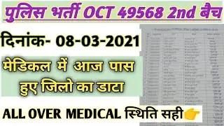 up police 49568 दिनांक 8 मार्च को हुए सभी जिलों का डेटा इतने अभ्यर्थी हुए पास/ medical 2nd batch upp