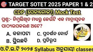 ପରୀକ୍ଷା ଆଉ ୬ ଦିନ 👍SOTET 2025 Mock Test 🔥 Pedagogy MCQs ପରୀକ୍ଷା ପୂର୍ବରୁ ଦେଖି ନିଅନ୍ତୁ