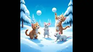 Kittens and white rats are doing snow fight 4 #animalvideos #cat #suncats #cutecats #kitten #cute