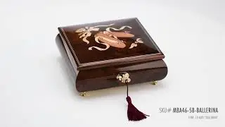 MBA46-5B-BALLERINA - Handcrafted 18 Note Ballet Pointe Shoes Inlay Music Box with Spinning Ballerina