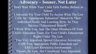 Special Education and Disablility Advocacy: Sooner, Not Later
