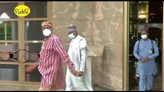 Watch : Amaech, Malami Sneak Out Of Presidential Villa to Avoid Journalists