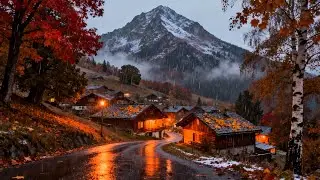 Cozy Mountain Village Rain at Night 🌧️ Relaxing Thunder Rain Sounds to Calm Anxiety & Sleep Deeply