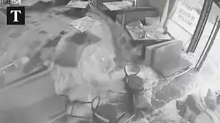 Typhoon Ragasa Flood Smashes Through Hong Kong Restaurant