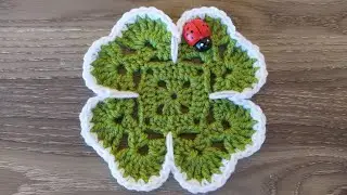 Sottobicchiere Quadrifoglio Uncinetto 🍀🐞 Crochet Four Leaf Clover Coaster 🍹🍨 Posavasos Crochet 🍺