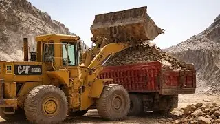 Powerful CAT Loader at Work | Extreme Quarry Loading massive Wheel Loader Loading Dump Truck 