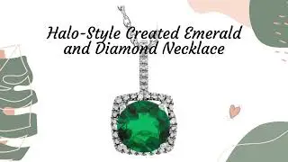 May&rsquo;s Birthstone, Mother&rsquo;s Day Magic&mdash;Sterling Silver Halo-Style Created Emerald and Diamond Necklace