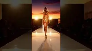 Gold Swimwear Runway Moment #fashionshow #beachvibes #designer
