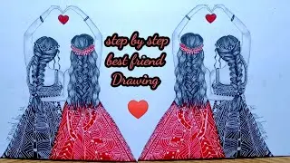 best friends drawing|easy way to draw girl drawing step by step pencil sketch|drawing|pencil art