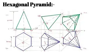 Hexagonal Pyramid ll Projection of Solid ll Engineering Graphics ll B.Tech. All Branches