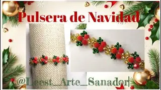 🎄Tutorial brazalete de Navidad de #cristales y #mostacillas #facil r&aacute;pido #temporada #diy #yt
