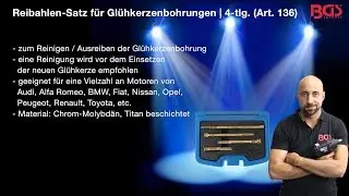 Tutorial: Reibahlen-Satz f&uuml;r Gl&uuml;hkerzenbohrungen | 4-tlg. (BGS 136)