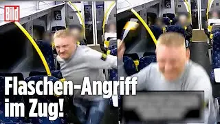 BRUTALE ATTACKE IM ZUG: Betrunkener Passagier verletzt zwei Fahrg&auml;ste mit Glasflasche