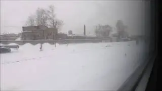 ст. Санкт-Петербург-Балтийский - ст. Броневая из окна электропоезда ЭР2Т-7208 