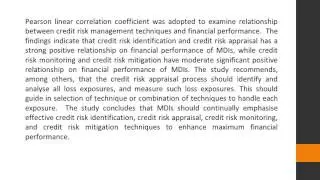 Credit Risk Management and Financial Performance of Microfinance Institutions in Kampala, Uganda JBF