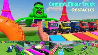 TRANSPORTING POLICE CARS and EMERGENCY VEHICLES WITH CEMENT MIXER TRUCKS TO GARAGE! FS22 BeamNGdrive