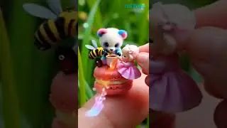 Miniature Panda & Bee Sip Tea! ☕🐝🐼🌸