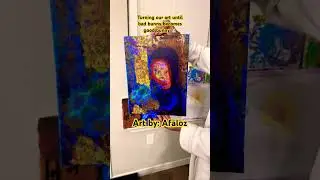 What do you think she&rsquo;s holding? #artbyafaloz #afaloz #abstract #pointilism #klimt #kiss #badbunny