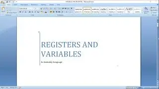 Assembly Language: Registers and Variables