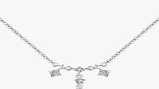 MODIAN 925 Sterling Silver Luxury Water Drop Blue Red Zirconia Pendant Necklace Classic Link Chain F