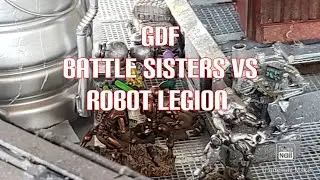 Grim dark firefight battle inside a Star ship Battle Sisters vs Robot Legion