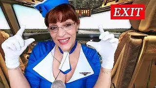 ASMR EN EL AVION AEROMOZA del VUELO DE SONIDOS- MEDIDAS DE SEGURIDAD ✈️Flight Attendant