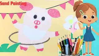 sand painting art- cute pig - WOA CUTE
