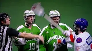 NLL Lacrosse - Late game scuffle between Oshawa and Halifax results in numerous misconduct penalties