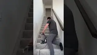 Vacuuming the stairs with the Shark Navigator Lift Away Vacuum #housecleaning
