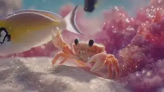 Happy Little Crab Waving to Fish 🦀🌈  Uplifting Ocean Vibes &bull; Joyful Relaxing Video