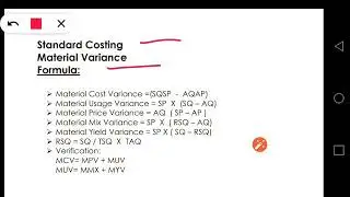 CMA--Standard costing || Material variance Formula with Illus. no. 1 to 5 from Cost Accounting book