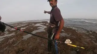 Surface casting fishing at French Beach, Karachi, Pakistan on September 7, 2024.