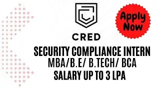 CRED security compliance intern | job for fresher | Salary up to 3 LPA