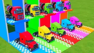 Driving a Colorful Concrete Mixer Truck Through Obstacles #2
