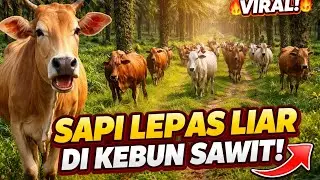 VIDEO SAPI🐮: Menggembalakan Sapi Peternakan Di Kebun kelapa sawit - Suara Moo yang Lucu 