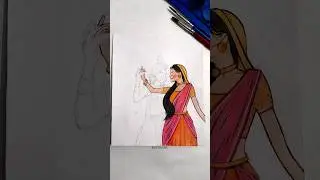 Radha Krishna Drawing 🦚💕| Holi Drawing ✨️| Part-1 | #holispecial #radhakrishna #shorts