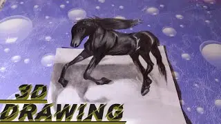 3D paincil art., easy horse 🐴 art, 3d horse art llustration drawing horse