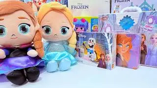 26 Minutes Unboxing Disney Frozen Toy Collections, What's Inside? Bonus Play Doh Hair Stylin Salon